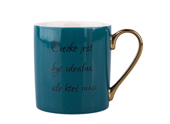 Kubek prosty z sentencją i uchem w kolorze złota 300 ml morski