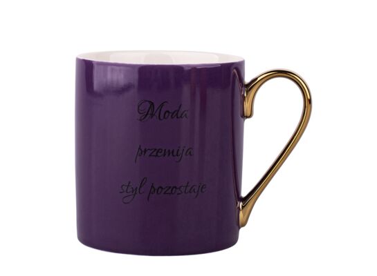 Kubek prosty z sentencją i uchem w kolorze złota 300 ml fioletowy