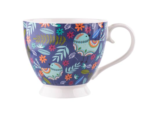 Filiżanka jumbo na stopce Folk 350 ml granatowa