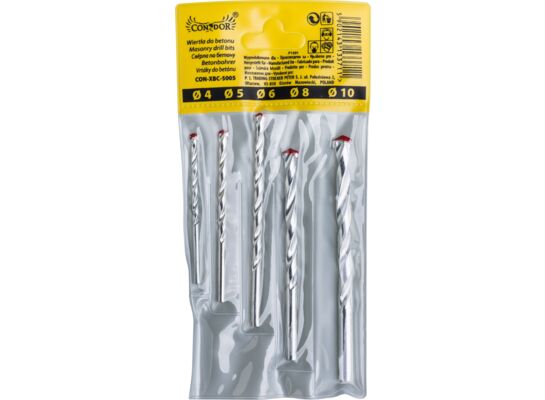 Wiertło do betonu 4 - 10 mm, zestaw: 5 sztuk Condor