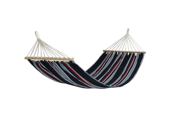 Hamak paski granat/czerwień drewno 200 x 100 cm