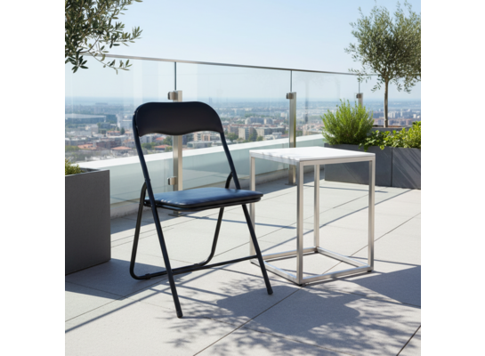 Krzesełko składane pvc czarne