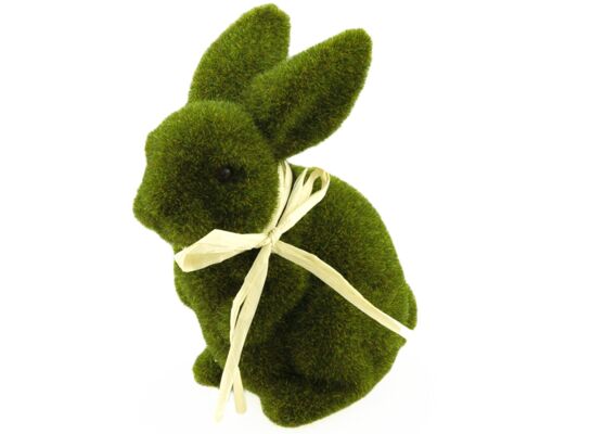 Zając flokowany 16 cm zielony