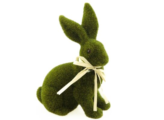 Zając flokowany 21 cm zielony