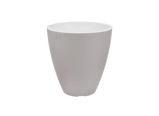 Waza okrągła śr. 40 cm piaskowa z białym wypełnieniem