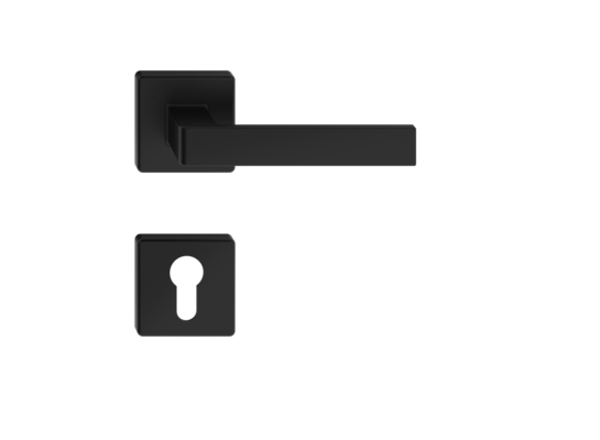 Klamka Ergo na kwadratowym szyldzie na wkładkę 13 x 12 x 5 cm czarna