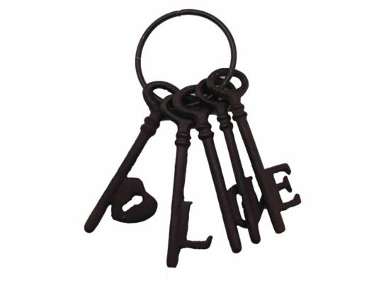 Dekoracja pęk kluczy love metalowy 8,5 cm