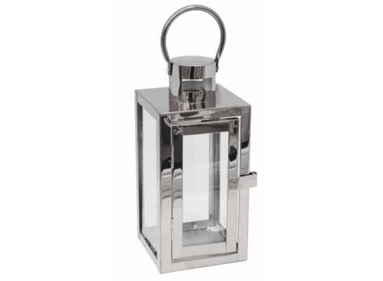 Latarnia Barcelona na świece mała S srebrna 23 x 10 cm