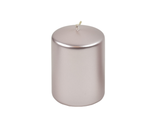 Świeca klasyczna metalik pudrowy róż 5,8 x 9 cm