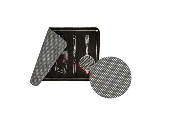 Komplet dywanów kuchennych czarny 40 x 120 cm