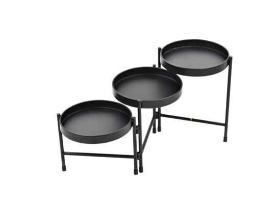 Stolik metalowy rozkładany czarny 65 x 19.5 x 28 cm