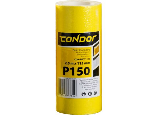 Papier ścierny "żółty" rolka 2,5 m 115 mm P150 Condor