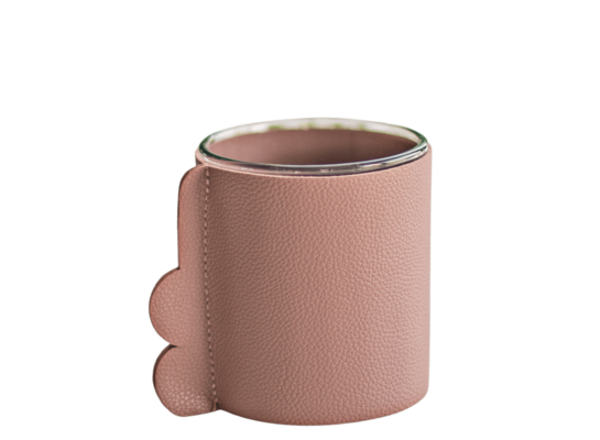 Wazon szklany w osłonce brudny róż 9 x 10 cm