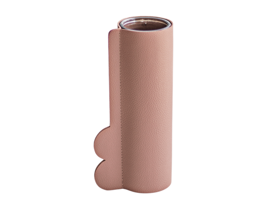 Wazon szklany w osłonce  brudny róż 5,5 x 21 cm