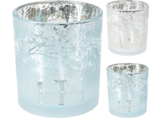 Uchwyt na tealight szklany 2ass 8 x 7 cm biały