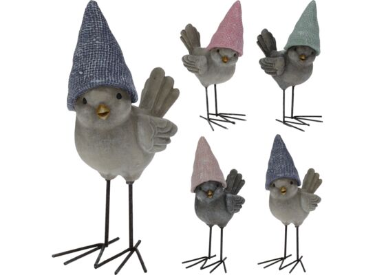 Ptak z polyresinu 10 x 7 x 17 cm 4ass