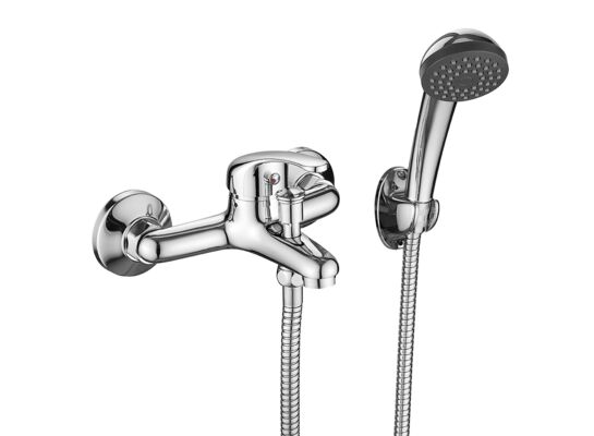 Bateria wannowa PEDRO ścienna z zestawem natryskowym chrom