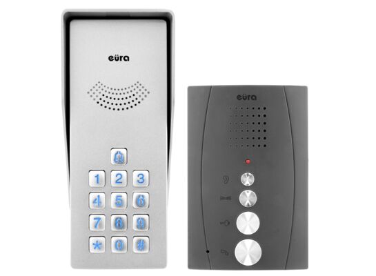 Domofon "EURA" ADP-38A3 "ENTRA" grafitowy, jednorodzinny, głośnomówiący, kaseta z szyfratorem