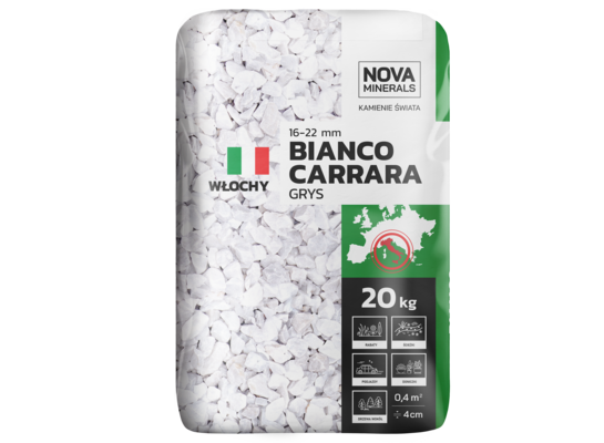 Grys biały BIANCO CARRARA 16-22 mm 20 kg