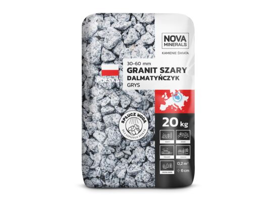 Grys granitowy szary DALMATYŃCZYK 30-60 mm 20 kg