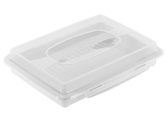 Pojemnik na ciasto z pokrywą prostokątny biały