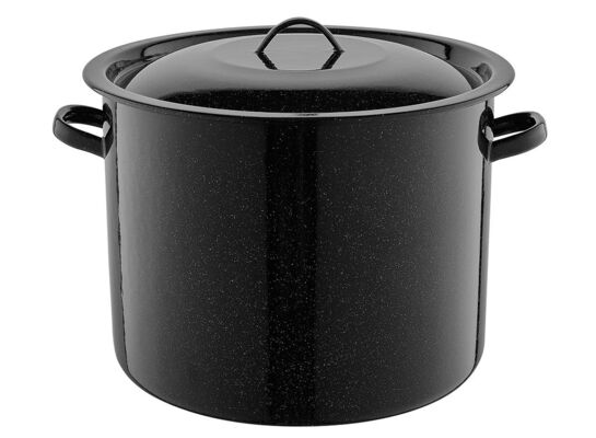 Garnek emaliowany gładki z pokrywką 36 cm 20 l czarny