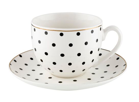 Filiżanka ze spodkiem SPOTS BLACK 240 ml