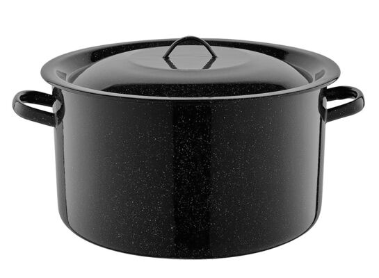 Garnek emaliowany gładki z pokrywką 32 cm 15 l czarny