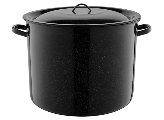 Garnek emaliowany gładki z pokrywką 32 cm 20 l czarny