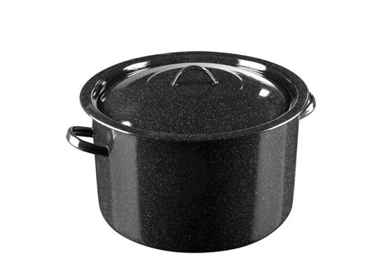 Garnek emaliowany do słoików z pokrywką 32 cm 15 l brązowy