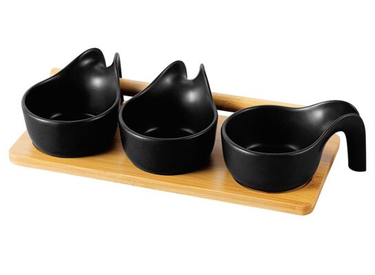 Miseczki do dipów ADRIA 3 sztuki na podstawce czarne