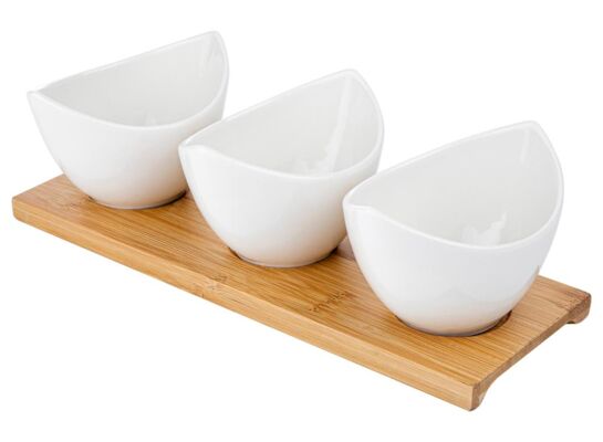 Miseczki do dipów ADRIA łódka 3 sztuki na podstawce