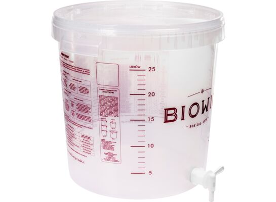 Pojemnik fermentacyjny przezroczysty 30 l z nadrukiem + kran + pokrywka