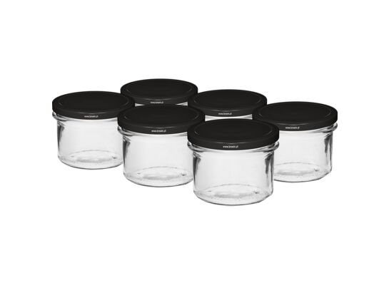 Słoik prosty 235 ml Ø82 z zakrętką czarną 6 sztuk