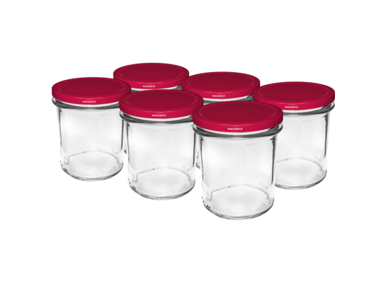 Słoik prosty 346 ml Ø82 z zakrętką bordo 6 sztuk