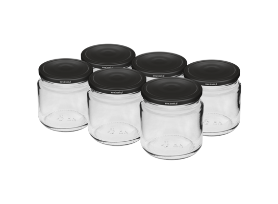 Słoik 212 ml Ø66 z zakrętką czarną 6 sztuk