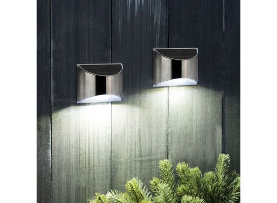 Lampa solarna ścienna srebrna