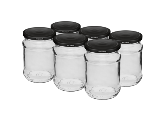 Słoik 250 ml Ø66 zakrętka czarna 6 sztuk