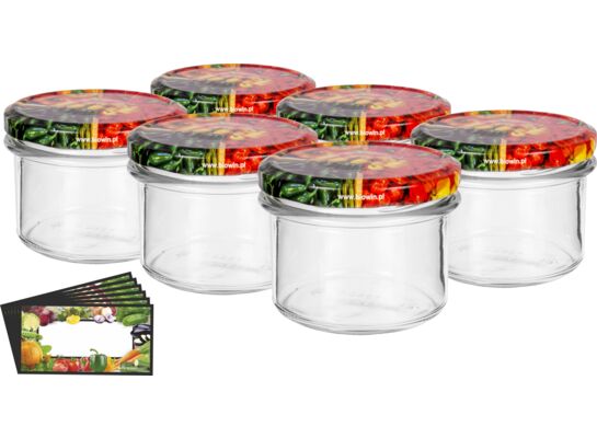 Słoik prosty 235 ml Ø82 z zakrętką bordo 6 sztuk