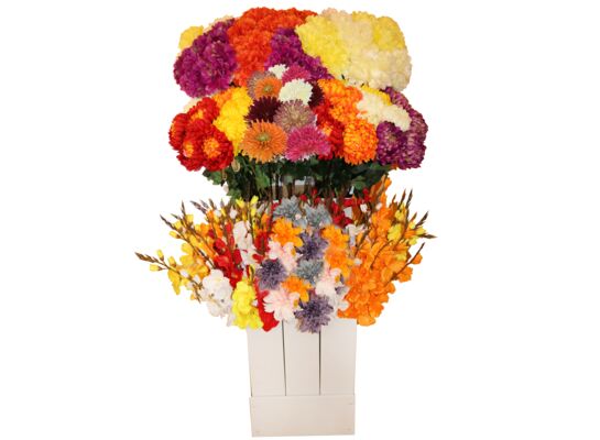 Stand kwiatowy 9-kielichowy mix kwiatów 59 x 37 cm