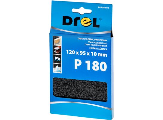 Gąbka polerska dwustronna 120 x 95 x 10 mm P180 Drel