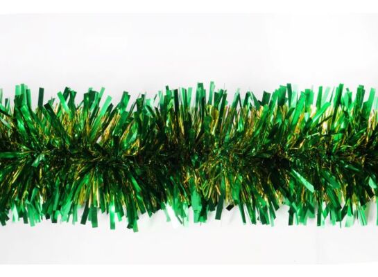Łańcuch choinkowy grubo / cienko cięty 300 x 10 cm zielono-złoty