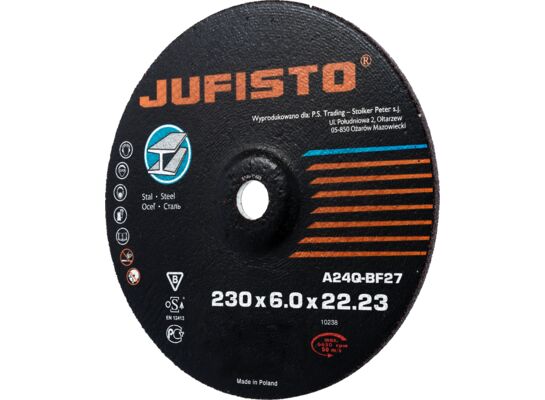 Tarcza do szlifowania 230 x 6 x 22,2 mm, stal Jufisto