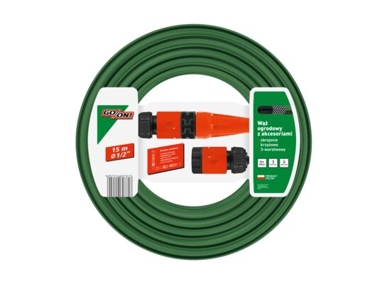 Zestaw zraszający z wężem ogrodowym 1/2" 15 m GO/ON!