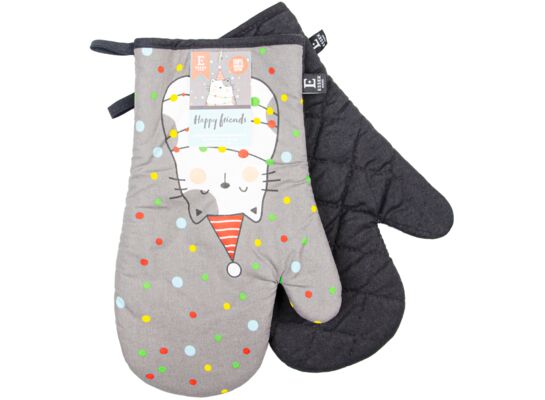 Rękawica kuchenne HAPPY FRIENDS 19 x 30 cm 2 sztuki szary/czarny