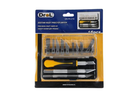 Nóż precyzyjny, zestaw: 16 elementów Drel