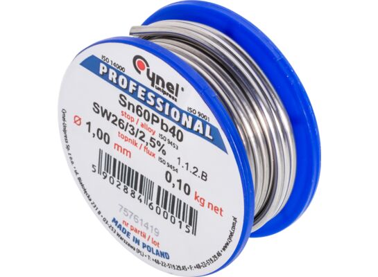 Spoiwo lutownicze 0,10 kg na szpulce 1 mm 60% Cynel