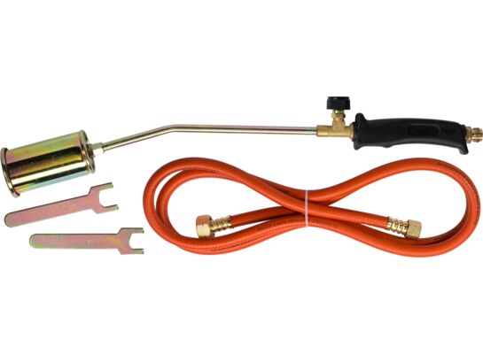 Palnik dekarski z pojedynczą dyszą na gaz propan-butan lanca 250 mm wąż 2 m Drel