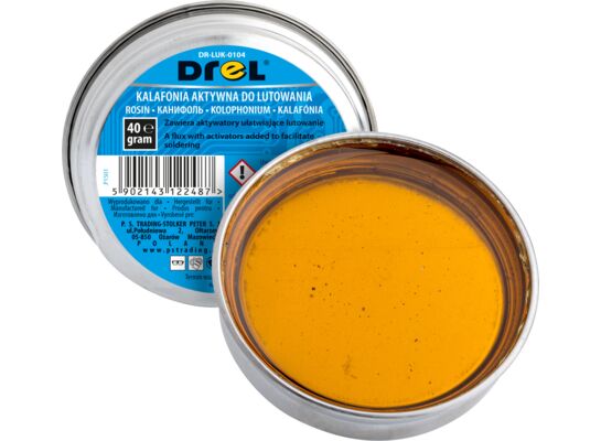 Kalafonia aktywna do lutowania opakowanie 40 g Drel