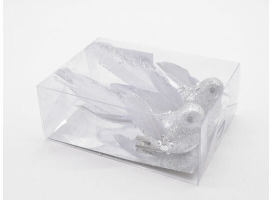 Ptaszek z klipsem 2 sztuki 12 cm srebrny